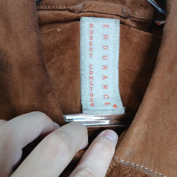 Robert Comstock Endurance Leather Button Down Collared Shirt Men LG Western Boho - Picture 5 of 14